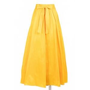 NEW SAGE & CLARE women's dupioni maxi skirt in gold